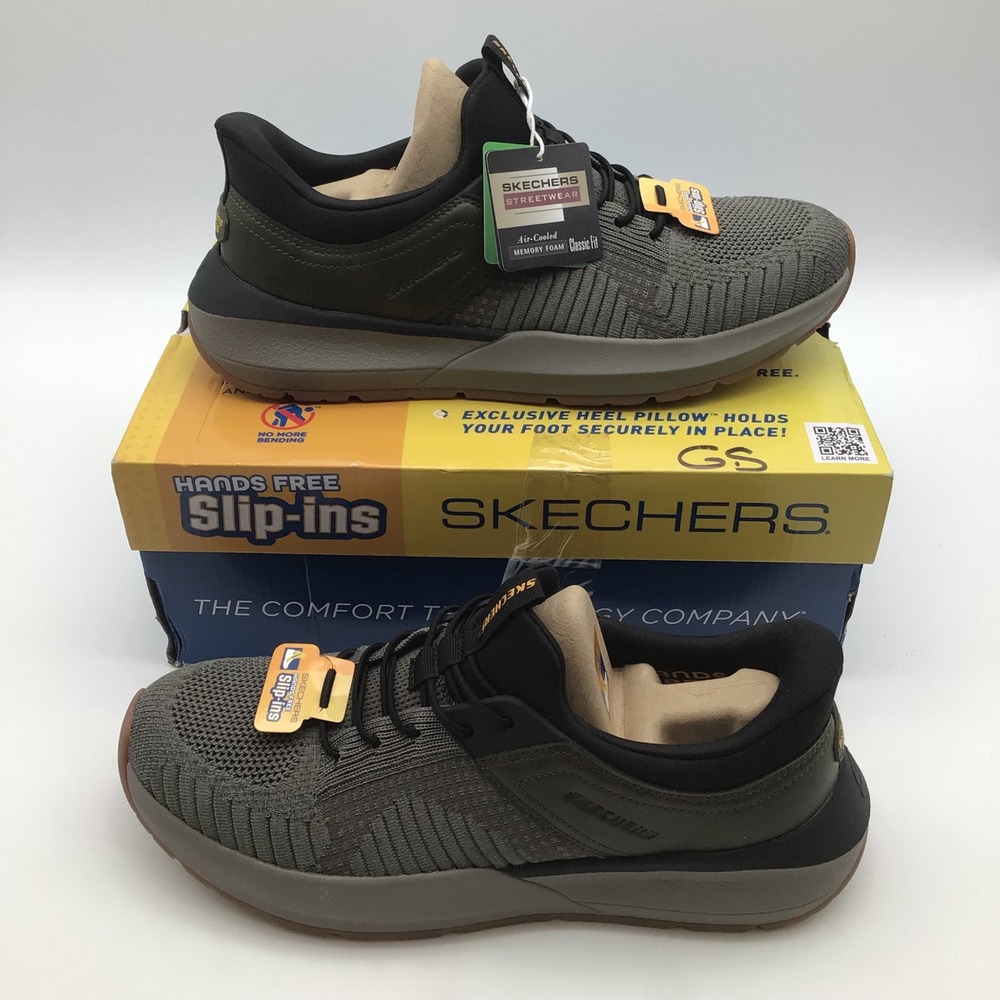 Skechers Hands Free Slip-ins Neville Crosby Olive Black 211378 Men Size 10.5 NEW